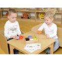 Kolorowe Kubeczki I Klocki Kwadratowe Zabawka Drewniana Sorter Kolorów Masterkidz Montessori