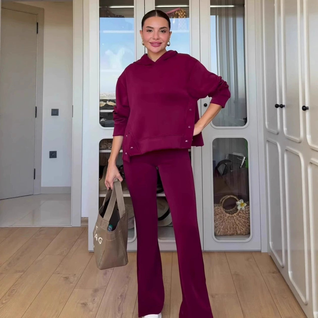 ⏳Ograniczona czasowo zniżka 48%⏰Komplet damski: bluza z dekoltem i spodnie dresowe👚👖 