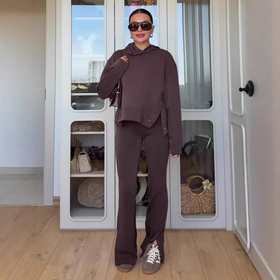 ⏳Ograniczona czasowo zniżka 48%⏰Komplet damski: bluza z dekoltem i spodnie dresowe👚👖 