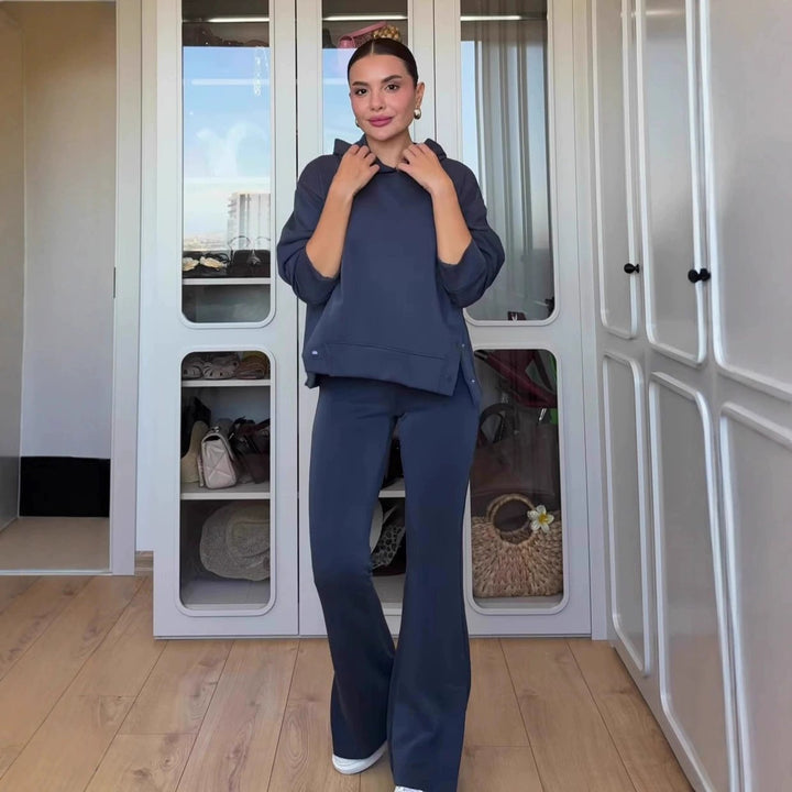 ⏳Ograniczona czasowo zniżka 48%⏰Komplet damski: bluza z dekoltem i spodnie dresowe👚👖 