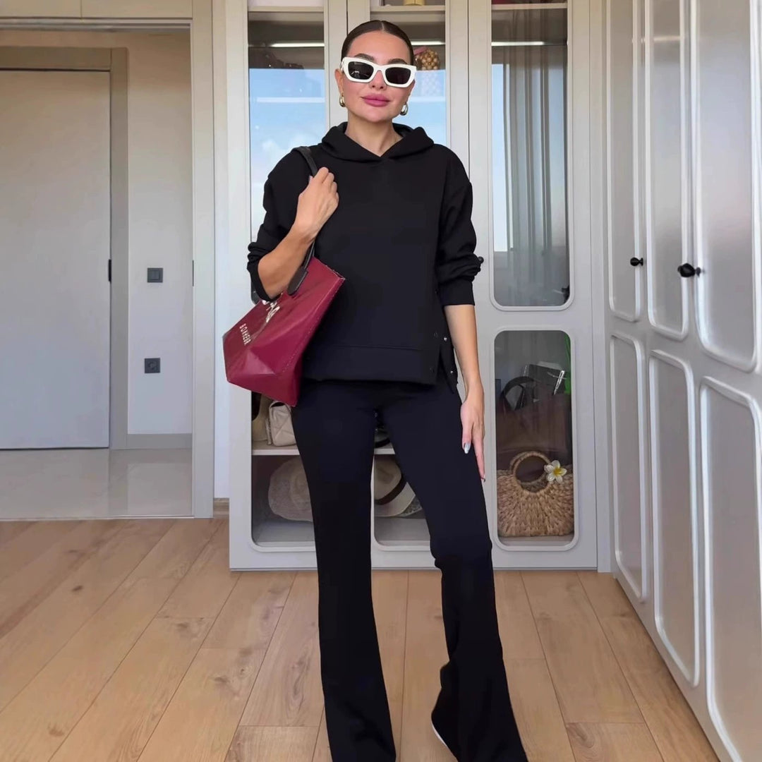 ⏳Ograniczona czasowo zniżka 48%⏰Komplet damski: bluza z dekoltem i spodnie dresowe👚👖 