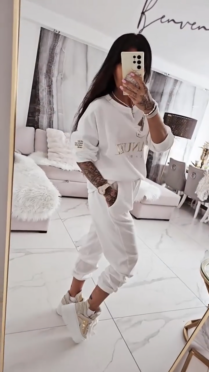 ⏳Oferta ograniczona czasowo! ⏰Damski zestaw casualowy, bluzka z nadrukiem i luźne spodnie 