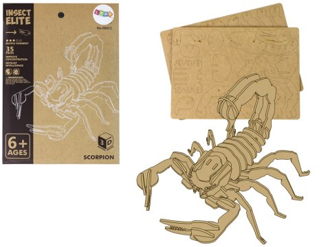 Drewniane Puzzle Przestrzenne 3D Skorpion Składanka Edukacyjna 35 Elementów