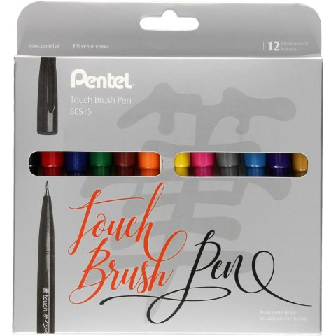 Pisak BRUSH SIGNT kpl. 12 szt. SES15C-ST12PL PENTEL