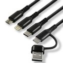 Kabel USB-A/USB-C -> USB-C/microUSB/Lightning 3w1 1,2m 3A pleciony czarny EVERACTIVE (CBB-1.2ALL)