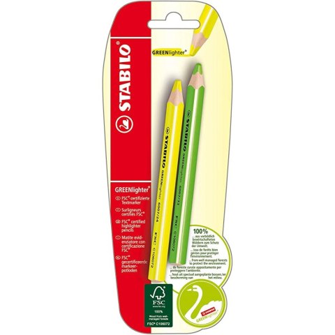 Zakreślacz w kredce żółto-zielony B-39172-10 (2szt) blister GREENlighter STABILO