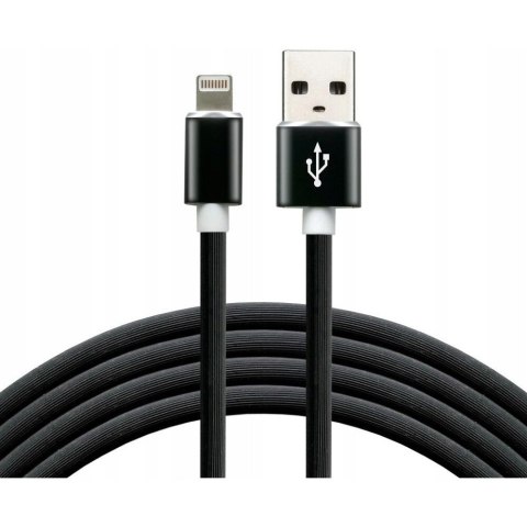 Kabel USB-A -> Lightning 1m 2,4A silikonowy czarny EVERACTIVE (CBS-1IB)