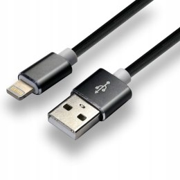 Kabel USB-A -> Lightning 1m 2,4A silikonowy czarny EVERACTIVE (CBS-1IB)