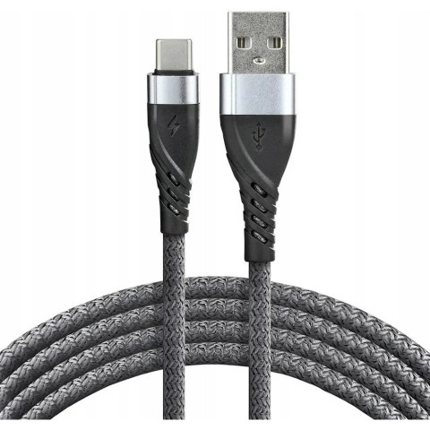 Kabel USB-A -> USB-C 1m 3A pleciony szary EVERACTIVE (CBB-1CG)