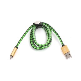 Kabel USB-A -> microUSB 1m 2,4A zielony PLATINET MAMBA (43323)