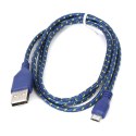 Kabel USB-A -> microUSB 1m pleciony niebiesko-żółty OMEGA REPTILE (42315)