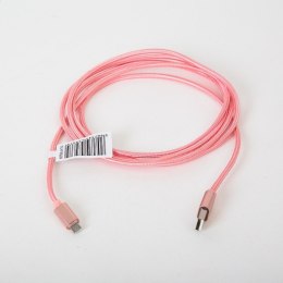 Kabel USB-A -> microUSB 2m pleciony jasny różowy OMEGA IGUANA (43937)