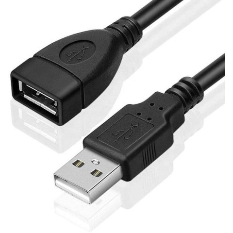 Kabel przedłużacz USB-A/M -> USB-A/F USB 2.0 3m czarny BULK