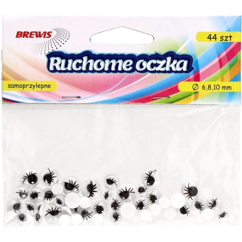 Oczka ruchome mix rozm.z rzęsami 6,8,10mm (44szt.) RO14 BREWIS