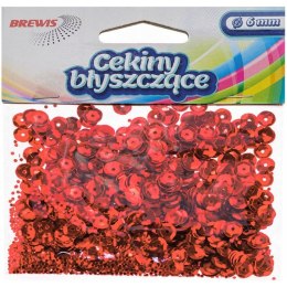 Cekiny błyszczące 6mm czerwone B120 BREWIS