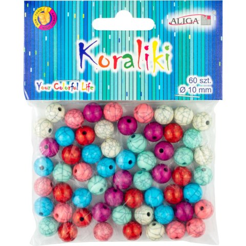 Koraliki plastikowe 10mm, mix kol. op.60 szt. PJ-0644 ALIGA