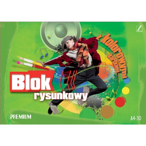 Blok rysunkowy kolorowy A4 30k PREMIUM KRESKA