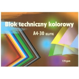 Blok techniczny kolorowy A4 30k 170g Elite KRESKA