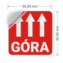 Etykieta ostrzegawcza "GÓRA" 55x55mm papierowa na roli (1000szt) BULK