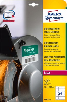 Etykiety foliowe A4 białe (10 arkuszy) 63,5x33,9mm L7912-10 do użytku zewnętrznego AVERY ZWECKFORM