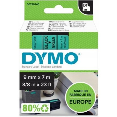 Taśma czarny nadruk na zielonym 9mm x 7m DYMO S0720740