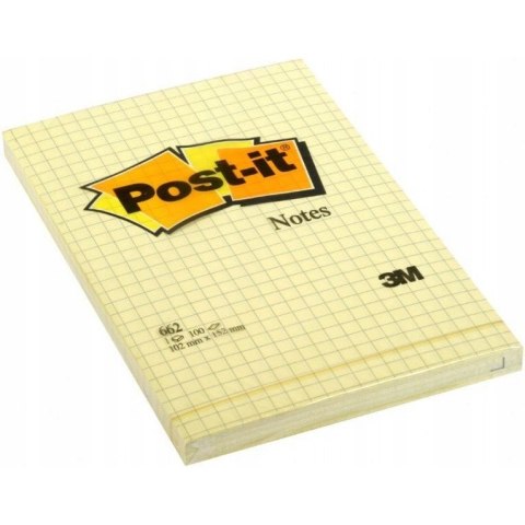 Bloczek samoprzylepny 102x152mm 100k żółty kratka 662 POST-IT UU009543230 3M