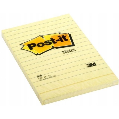 Bloczek samoprzylepny 102x152mm 100k żółty linia 660 POST-IT UU009543644 3M