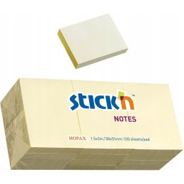 Bloczek samoprzylepny 38x51mm 100k żółty pastelowy (12szt) STICK`N 21530