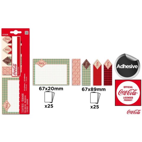 Bloczek samoprzylepny 67x89mm 25k + zakładki indeksujące 67x20mm 25k (4szt) COCA-COLA CC029 MP Poland