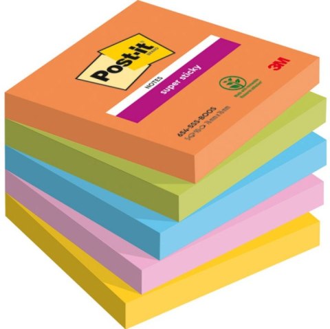 Bloczek samoprzylepny 76x76mm 90k mix kolorów (5szt) POST-IT Super Sticky BOOST