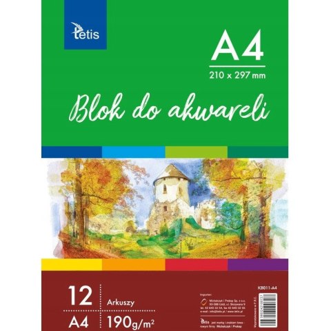 Blok do akwareli A4 12k 190g KB011-A4 TETIS