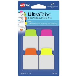 Zakładki indeksujące samoprzylepne 25,4x38,1mm przezroczyste z neonową zakładką Ultra Tabs 74759 AVERY ZWECKFORM