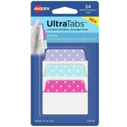 Zakładki indeksujące samoprzylepne 50,8x38,1mm kolorowe z wzorem kropki Ultra Tabs 74773 AVERY ZWECKFORM