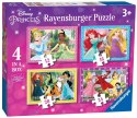 Ravensburger Puzzle dla dzieci 2D 4in1: Księżniczki Disney 12/16/20/24 elementy 7397