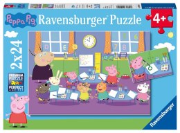 Ravensburger Puzzle dla dzieci 2D: Świnka Peppa i cała klasa 2x24 elementów 9099