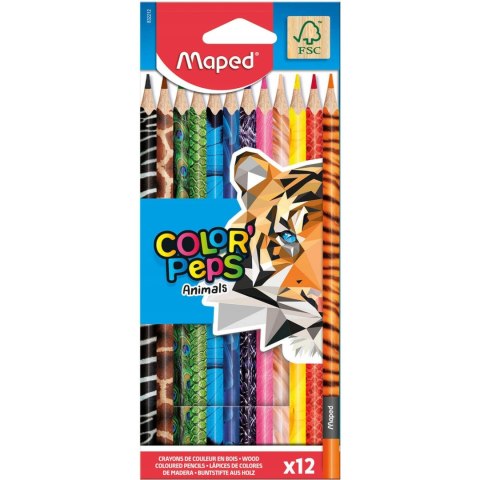 Kredki Colorpeps animals trójkątne 12 szt pud. z zaw. 832212 MAPED