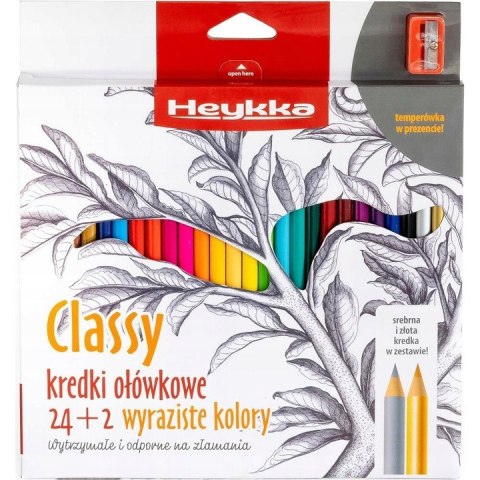 Kredki ołówkowe Classy trójkątne z temperówką 24szt. HEYKKA (609008)