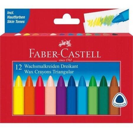 Kredki świecowe trójkątne 12 kolorów opakowanie kartonowe FC 120010 FABER-CASTELL