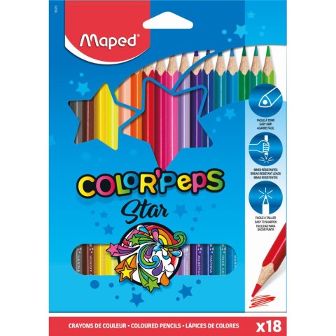 Kredki trójkątne MAPED COLORPEPS 18kolorów 183218