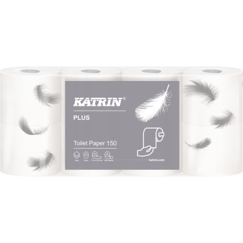 Papier toaletowy KATRIN Plus (8 rolek) 3 warstwy 100% celuloza 150 listków 16525/557305