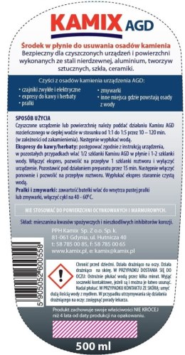 Preparat do usuwania kamienia KAMIX AGD odkamieniacz w płynie 500ml