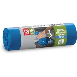 Worki do segregowania odpadów papierowych niebieskie LDPE 120L (10 szt.) ANNA ZARADNA 7065