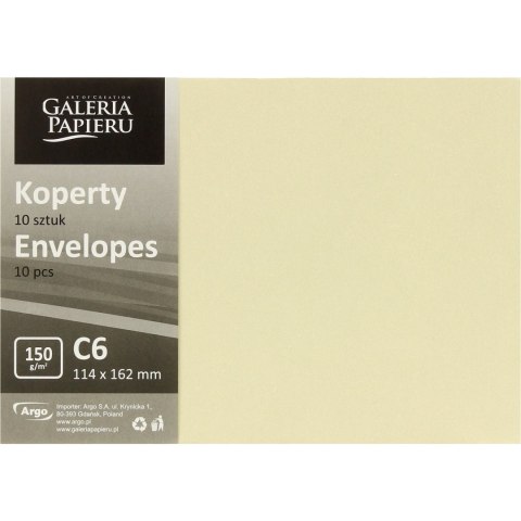 Koperta C6 Pearl kremowy K 150g. (10szt.) 280241 Galeria Papieru