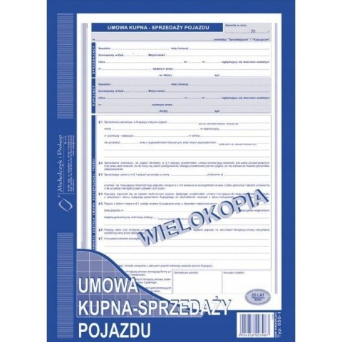 650-1 Umowa kupna - sprzedaży pojazdu MICHALCZYK&PROKOP A4 40 kartek