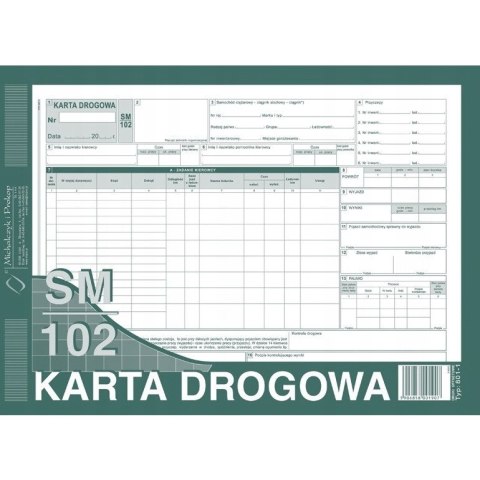 801-1 Karta drogowa SM/102 (samochód ciężarowy) A4 offset MICHALCZYK