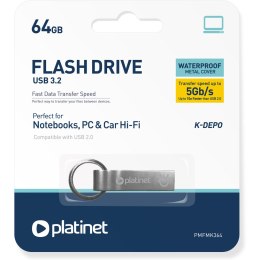 Pamięć USB 64GB PLATINET K-DEPO USB 3.2 metalowy wodoodporny (45783)