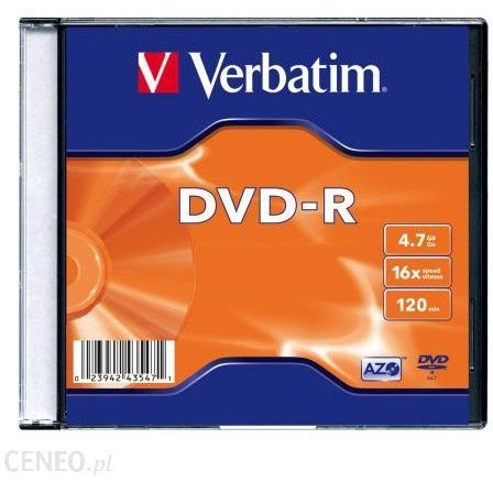 Płyta DVD-R 4,7GB VERBATIM slim 16x Matt Silver 43547