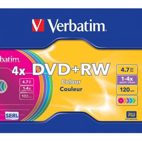 Płyta DVD+RW 4,7GB VERBATIM slim color 4x 43297