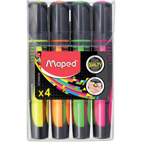 Zakreślacz FLUO PEPS max mix 4 kolorów etui pud. z zaw. MAPED 742947