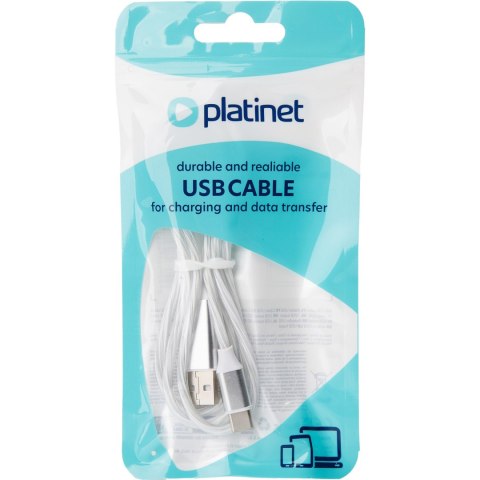 Kabel USB-A -> USB-C 1m 3A 18W LED biały PLATINET (45879)